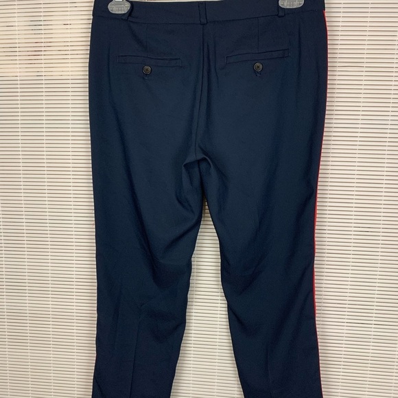 J. Crew navy with red tuxedo stripe cropped pants military size 6 petite - Picture 5 of 10